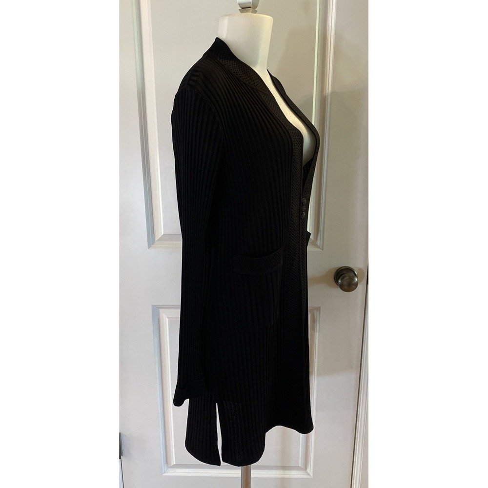 Exclusively Misook Womens Duster Knit‎ Cardigan Long Line Sweater Black- Size XS - Picture 7 of 11